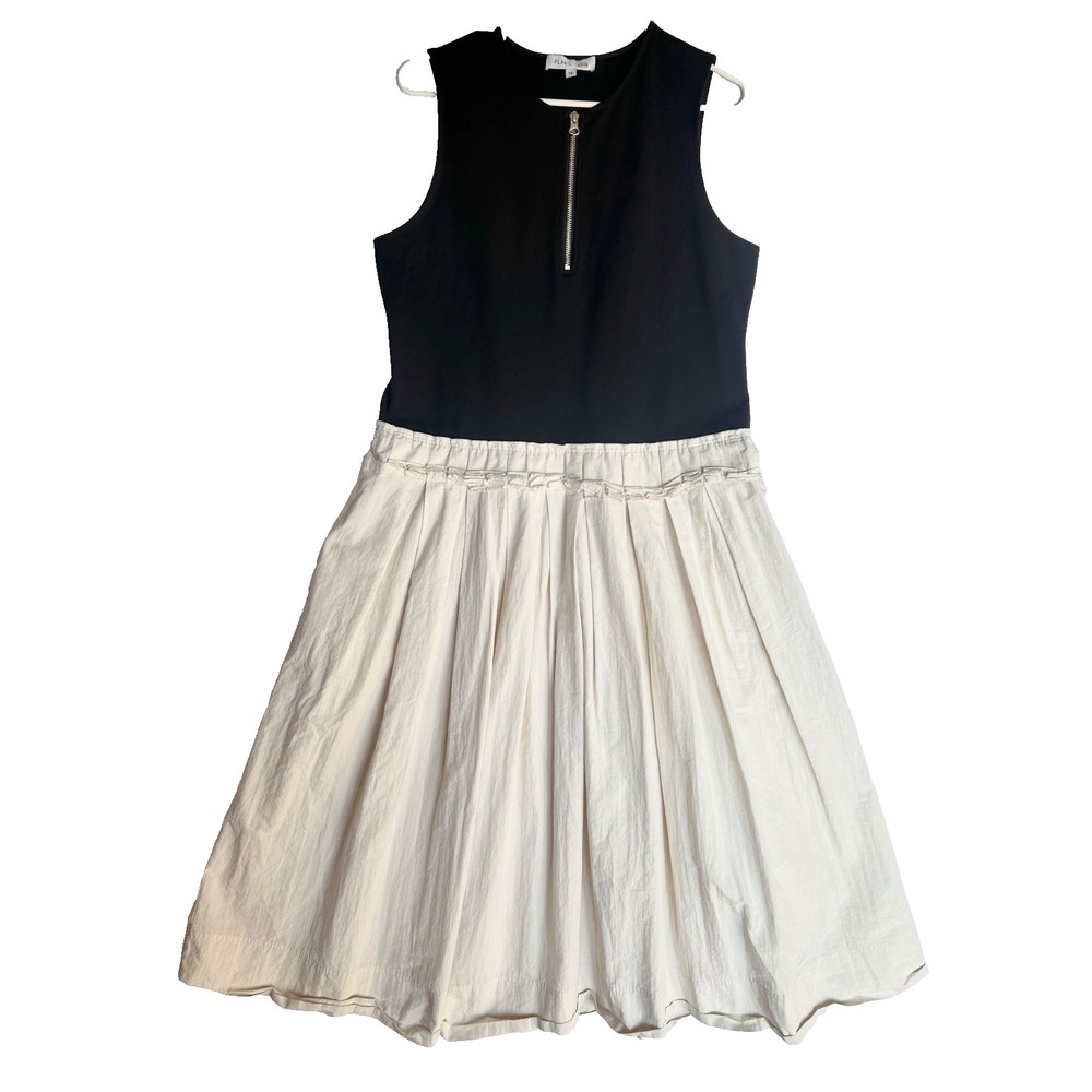 Plan C Knit Poplin Two Toned Pleated Midi Rent The Runway Dress Womens 12 L $375
